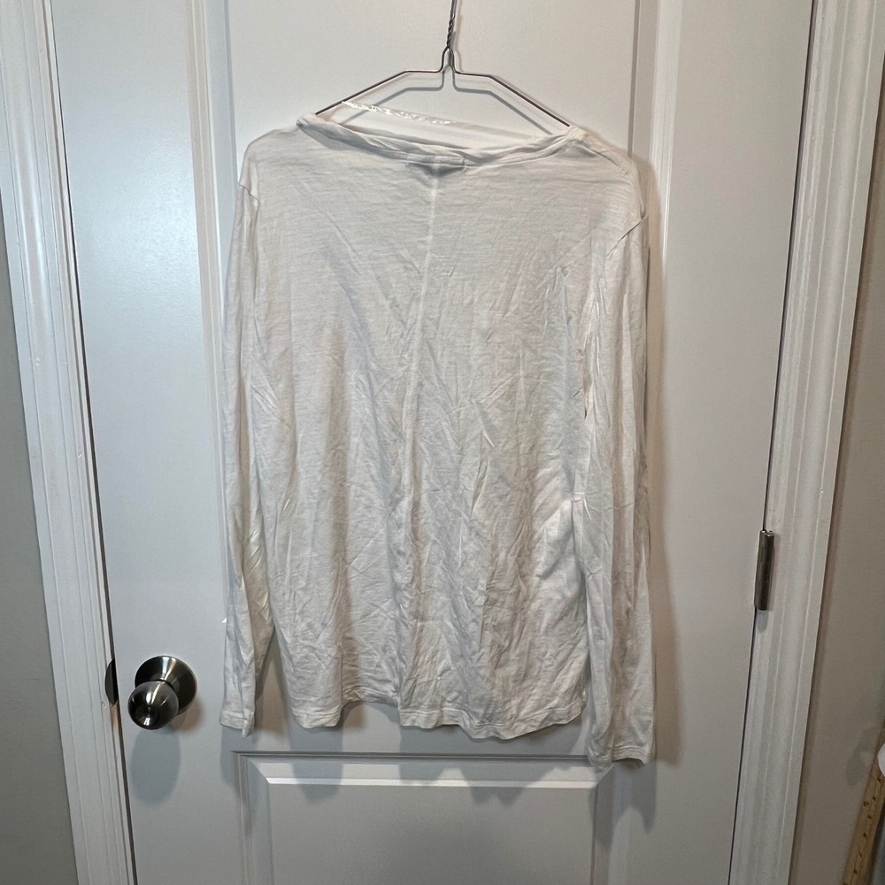 Social Standard Womens Long Sleeve Pocket Tee Slub Jersey White XXL - Picture 4 of 7